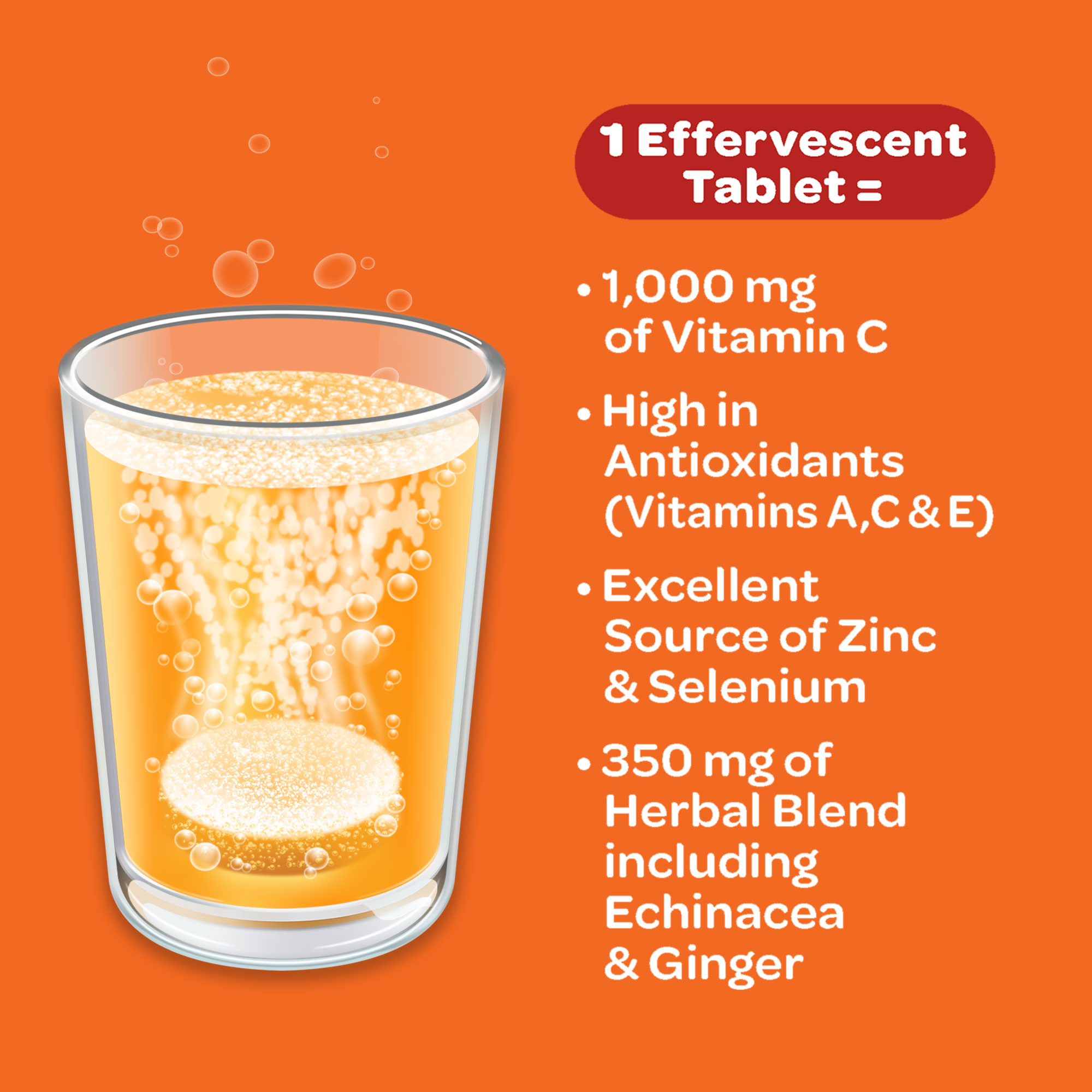 Airborne 1000mg Vitamin C Immune Support Effervescent Tablets, Zesty Orange Flavor, 10 Count - image 4 of 6