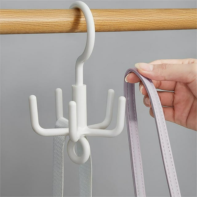 Xihbxyly Perchero Giratorio de 5 Garras para Bolsos y Abrigos, Moderno Material de Madera de Caucho, Organizador para Cinturón, Corbata, Bufanda y Paraguas, Se Monta En La Barra Del Armario, Ahorra E