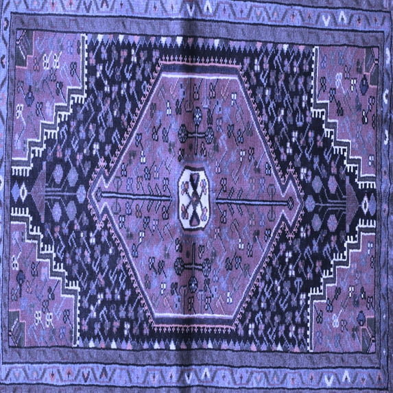 Ahgly Company Machine Washable Indoor Square Persian Blue Traditional Area Rugs, 4' Square