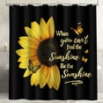 thumbnail image 4 of FRAMICS 16 Pc Sunflower Butterfly Shower Curtain and Rug Sets, Flower Quotes Bathroom Sets, Black Waterproof Fabric Shower Curtain with 12 Hooks and Toilet Rugs, 4 of 8
