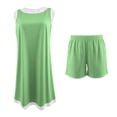 thumbnail image 4 of Women's Sleeveless V Neck Color Block 2 Piece Set Tunic Dress Top with Shorts Summer Beach Outfit with Pockets, 4 of 5