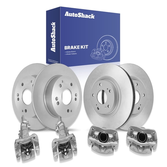 AutoShack Front Vented & Rear Solid Brake Rotors   Calipers 8-PC Brake Kit Replacement for 2003-2007 Honda Accord