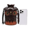 thumbnail image 4 of Women Phone Bag PU Leather Shoulder Bag Fashion Drawstring Crossbody Bag Cartoon Owl Messengers Bag For Travel Daily, 4 of 10