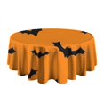 thumbnail image 5 of Orange Halloween Bats Round Tablecloth 60"x60",Wrinkle Wipeable Table Cloth for Kitchen Dining Room Picnic Patio Party, 5 of 6