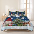 thumbnail image 3 of Quilts King Size Bedding Set, Navy Blue Gnomes Christmas Lightweight Quilted Comforter, Xmas Tree Elk Snowflake Balls Soft Reversible Bedspread Coverlet with Pillow Covers for All Season, 96" x 106", 3 of 9