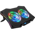 thumbnail image 2 of Letusto RGB Pader de refrigeración por computadora portátil, soporte portátil portátil de hasta 17 cuadernos, 2 fanáticos con 17dba y 2 puertos USB, 2 of 2