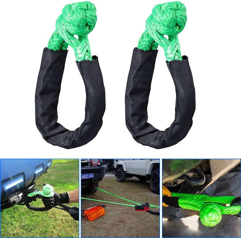 1X, Green Astra Depots Set 1/2 Soft Shackle Rope Synthetic with Protective Sleeve 38,000LBs Max Breaking WLL 15,000LBs 7.5 Tons 