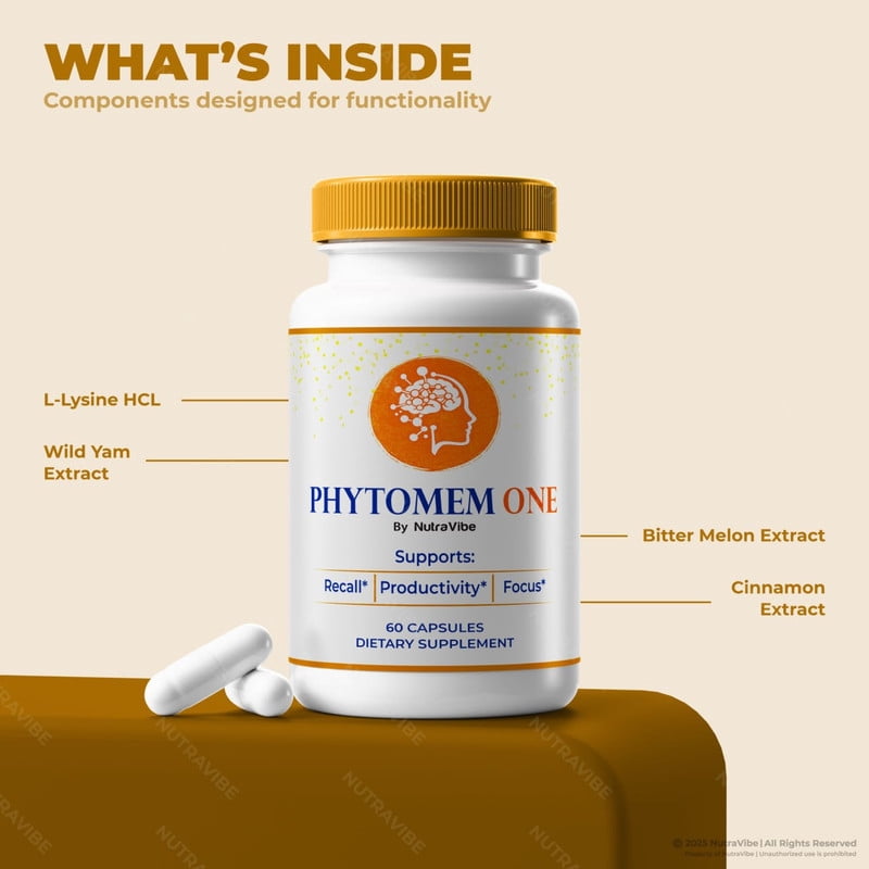 Phytomem One Pills – Daily Formula with a Natural Blend to Help Maintain Focus, Memory & Concentration | Clean, Gentle, Easy-to-Swallow Capsules for Everyday Sharpness (60 Capsules)