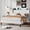 White, variant on Frostbloom Full Size Velvet Platform Bed Frame with Charging Station (USB & Type-C), White