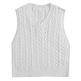 thumbnail image 3 of Baqcunre Preppy Style Knitwear Tank Top Sleeveless V-Neck Vintage Sweater Vest Cropped Sweater Sweater Vest Women Knit Sweater Women Clothing Sweaters For Women,Color White,Size XL, 3 of 4