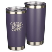Christian Art Gifts Stainless Steel Double-Wall Vacuum Insulated Tumbler Travel Mug for Women: Be Still & Know - Psalm 46:10 Bible Verse, Non-Toxic, BPA-free Clean Hot/Cold Drinkware, Purple, 18 oz.