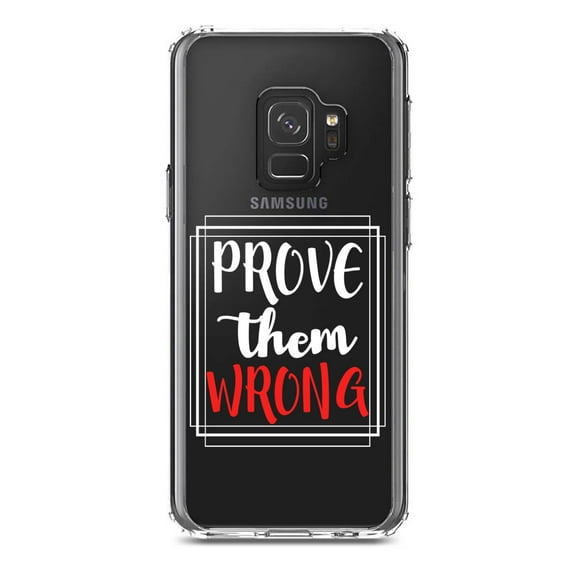 DistinctInk Clear Shockproof Hybrid Case for Samsung Galaxy S9 (5.8" Screen) - TPU Bumper Acrylic Back Tempered Glass Screen Protector - Prove Them Wrong