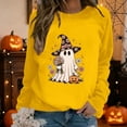 thumbnail image 2 of XIAONU Halloween Witch Ghost Crewneck Sweatshirt for Women Floral Pumpkin Print Sweatshirts Holiday Casual Pullover Sweatshirts, 2 of 5