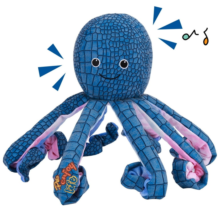 Kitsin Octopus Squeaky Dog Toys Blue
