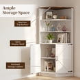 thumbnail image 5 of Jableast 67" Tall Farmhouse Corner Cabinet with Barn Door Design, Wooden Storage Cabinet with Open Display Shelves, Corner Hutch with Hidden Storage for Living Room, Kitchen, Bathroom, White, 5 of 8
