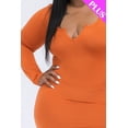 thumbnail image 3 of Plus Size Split Neck Long Sleeve Midi Dress, 3 of 5