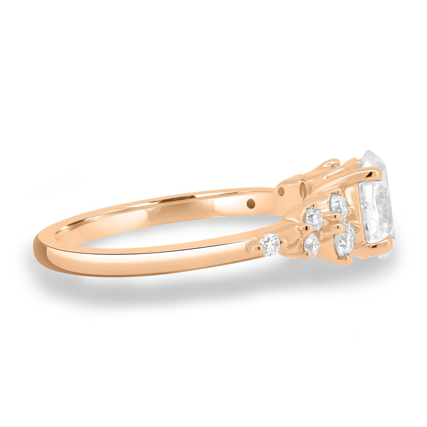 ESTE ORIGIN 1.25ct Oval Moissanite Engagement Ring with Accent Stones – 10K Rose Gold Promise Ring for Women, US 4.
