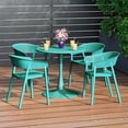 thumbnail image 3 of WestinTrends Playa 5-Piece Indoor Outdoor Metal Patio Dining Table Set With Stackable Patio Chairs, Turquoise, 3 of 16