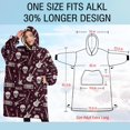 thumbnail image 4 of Oversized Wearable Blanket Hoodie,Burgundy Rock Skull Pattern Sherpa Blanket Hoodie with Super Pockets,Super Warm Fuzzy Pullover for Women & Men, 4 of 6