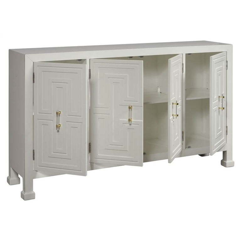 Pulaski modern geometric white 4 door credenza deals
