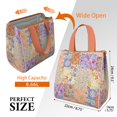 thumbnail image 3 of Pioneer Flower Floral Print Pattern Insulated Lunch Bag for Women & Adults,Large Portable Soft Cooler Lunch Bag,Thermal Food Storage Tote with Pearl Cotton,8.66L,8.75x5.75x9.5 Inch, 3 of 6