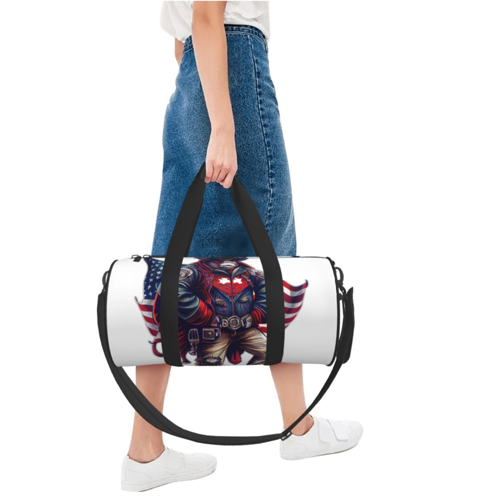 Vsdgher Cool Patriotic Buffalo Cowboy 45L Foldable Duffel Bag, Sports Gym Bag,Overnight Bag, Portable Weekender Bag for Airplanes