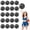 Black + Silver, variant on Cheerleading Pom Poms 18 Pcs with Straight Handle, Handheld Squad Pompoms for Sports Team Cheer Spirit Games, Dance Party Adults