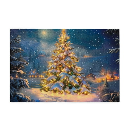 1000 PCS Starry Night Christmas Tree Jigsaw Puzzles 1000 Pieces Creative Activity Hobbies For Adults Retro Starry Night Christmas Tree Wooden Puzzle Challenging Brain Exercise Stress Relieving Puzzle