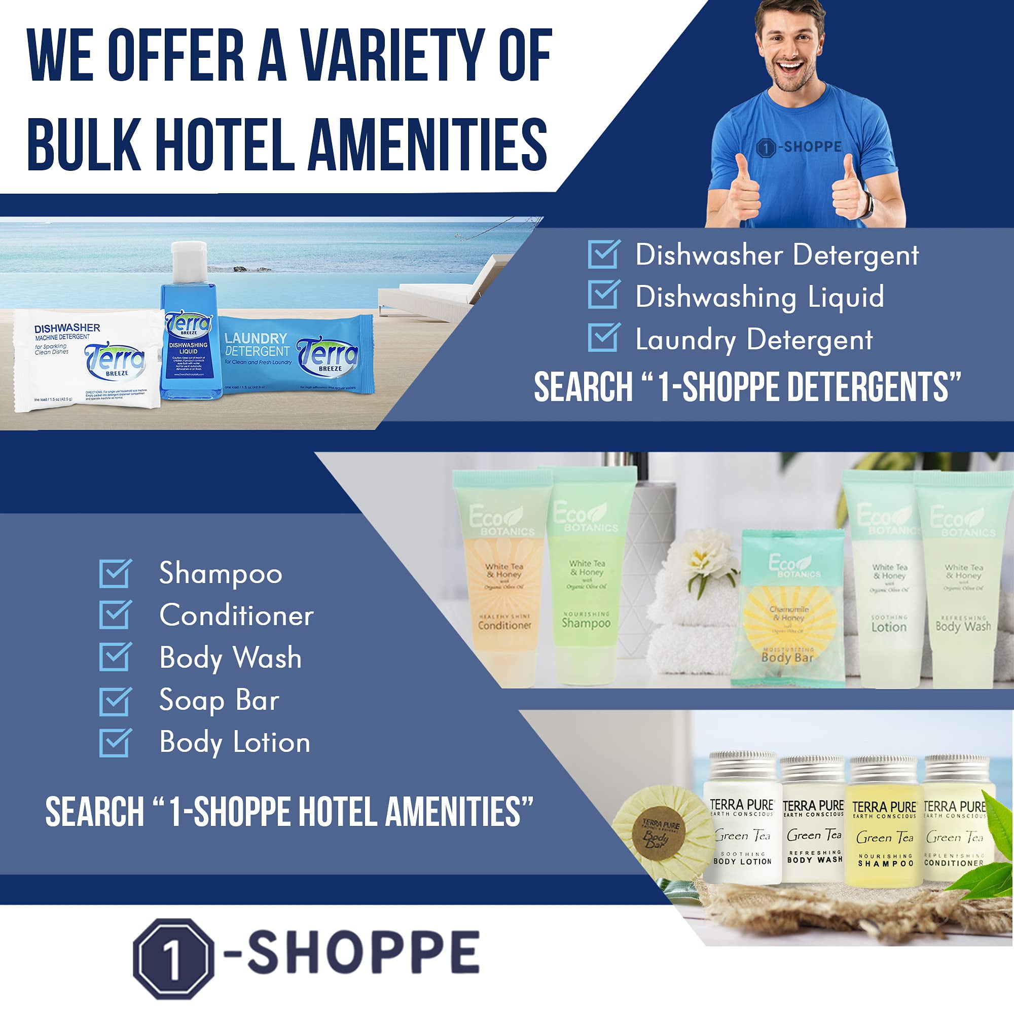 Terra Pure Personal Care Bulk Travel Size Toiletries, 1-Shoppe All-In-Kit Hotel Amenities, 75 Pcs