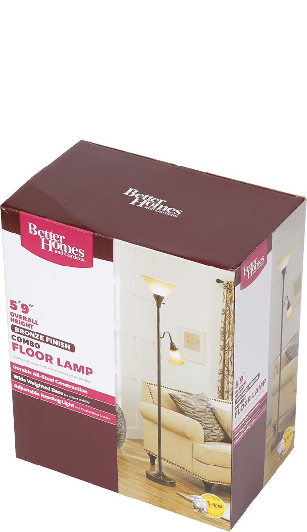 Better Homes & Gardens Metal Torchiere Floor Lamp Combo, Antique Bronze