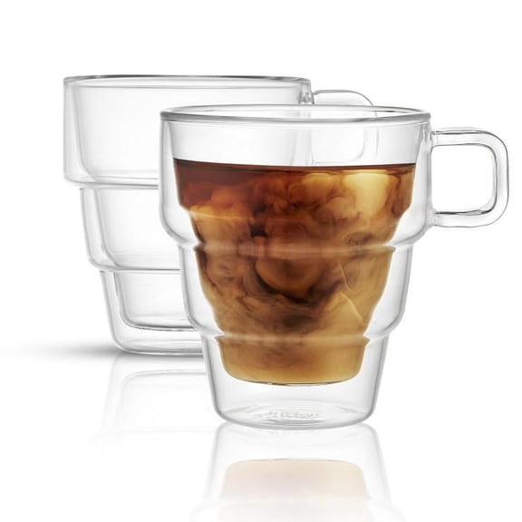 JoyJolt Palo Double Wall Tiered Glass Mugs 10 oz (Set of 2)
