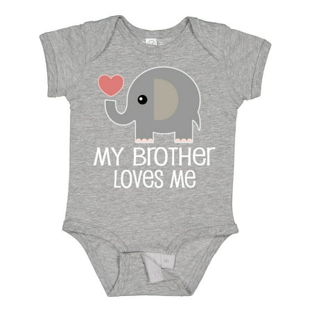 

Inktastic My Brother Loves Me Elephant Gift Baby Boy or Baby Girl Bodysuit