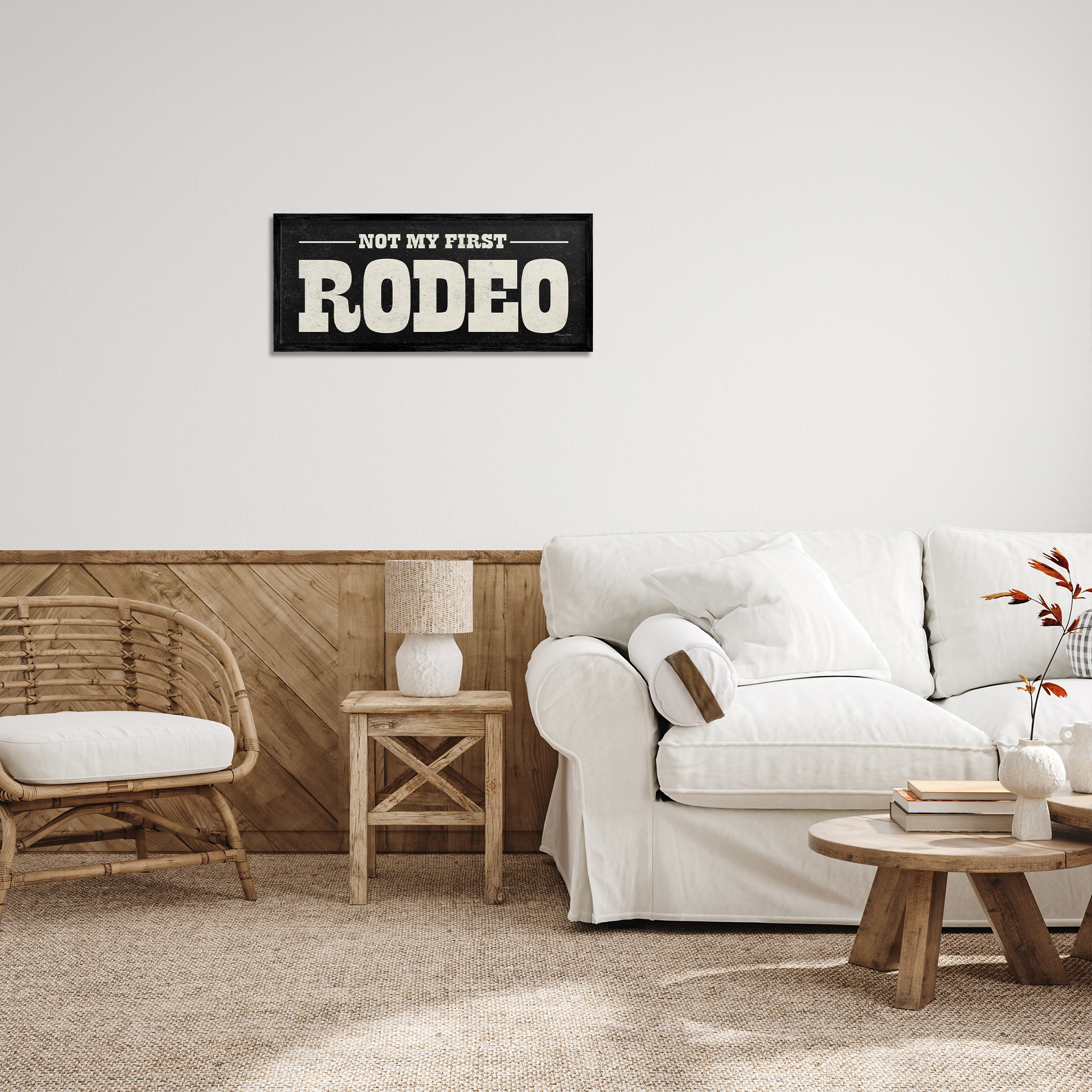 Stupell Industries Vintage Funny Rodeo Typography Painting Black Framed Art Print Wall Art, 24 x 10