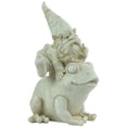 thumbnail image 3 of Northlight 9.75" Spring Weathered Frog and Gnome Outdoor Patio Garden Statue - Ivory, 3 of 5