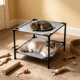 thumbnail image 5 of huayou Light Gray Plain Double Layer Elevated Pet Cot, Quick Dry Removable Washable Mesh Fabric, Decoration, for Small Pet Balcony Rest Zone, 19.69x19.69x17.71 inch, Light Gray, 5 of 6