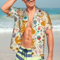 thumbnail image 5 of KLL Men's Hawaiian Shirt Short Sleeve Button Down Beach Shirts-Whimsical Fox Floral Garden, 5 of 5