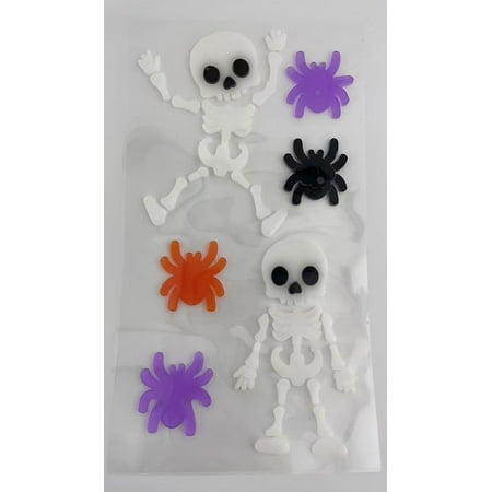 Skeletons and Spiders Gel Clings, Multicolor, 5.5" x 12", Halloween by Way To Celebrate