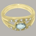 thumbnail image 4 of LBG British Made 18k Yellow Gold Natural Aquamarine & Diamond Womens Engagement Ring - 33 size options - Size 9.25, 4 of 7
