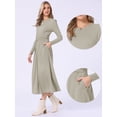 thumbnail image 2 of DARING DIVA Women's Long Sleeve Maxi Casual Formal Spring A-Line Dress XS Grey Khaki, 2 of 6