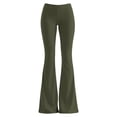 thumbnail image 3 of Xijirk Womens High Waist Flare Pants Solid Stretchy Knit Bell‑Bottom Casual Trousers No Pockets Size:L, 3 of 5