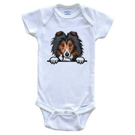

Shetland Sheepdog Dog Breed Cute One Piece Baby Bodysuit 3-6 months white