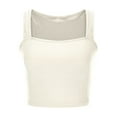 thumbnail image 5 of JGGSPWM Women's Going Out Cropped Knit Ribbed Square Neck Cami Tops Beige S, 5 of 5
