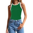 thumbnail image 1 of HBFAGFB Débardeurs pour Femmes Mode Col Rond Sans Manches Hauts Ajustés Légers Gilet Polyvalent Vert Taille g, 1 of 4
