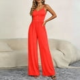 thumbnail image 4 of gakvbuo Summer Jumpsuits Overalls Romper Playsuit Suspender Trousers for Women's Fashion Solid Color Sling Shoulder Straps Are Adjustable Button Wide-Leg Pants Jumpsuit, 4 of 6