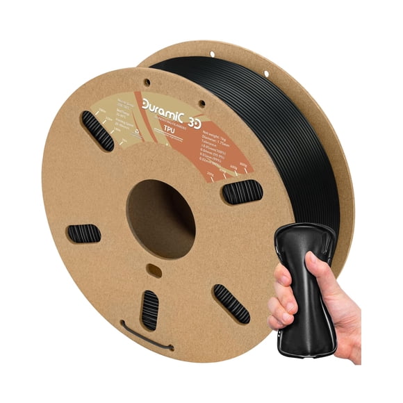 DURAMIC 3D TPU Filament 1.75mm Black, TPU Flexible Filament 95A, Soft TPU 3D Printing Filament, 1kg Spool, Dimensional Accuracy +/- 0.05mm, Black 1 P
