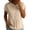 Beige, variant on Women's Crew Neck Collared Tops Partial Button Placket Front Gathered Waist Short Sleeve Shirts Loose Fit Dressy Casual Solid Color Blouses XXL