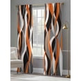 thumbnail image 4 of Abstract Stripes Sheer Curtains 84 Inch Length 2 Panels Set for Living Room/Bedroom, Retro Modern Orange Black Gray Lines Curtain Sheers Drapes Rod Pocket Curtains Window Treatment Set 52''x84''x2, 4 of 7