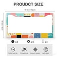 thumbnail image 3 of Colorful Bright Square Print License Plate Frame 2 Pieces Geometric Abstract Car Accessories for Women Men Auto Decoration Hardware 2 Round Holes Stainless Aluminum License Plate Cover, 3 of 6