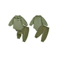thumbnail image 2 of Miaouyo Infant Baby Boy Fall Clothes Set 0 3 6 9 12 18 24 Months Dinosaur Pattern Long Sleeve Romper with Solid Color Pants 2Pcs Outfits, 2 of 9