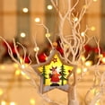 thumbnail image 1 of Adorno de estrella LED con luces cálidas - Colgante de madera de Papá Noel y muñeco de nieve - Decoración del árbol de Navidad de 4,13 pulgadas, 1 of 7